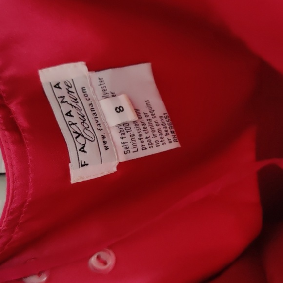 Faviana Couture strapless floor length gown with slit style 6714 pink cranberry - Picture 5 of 6